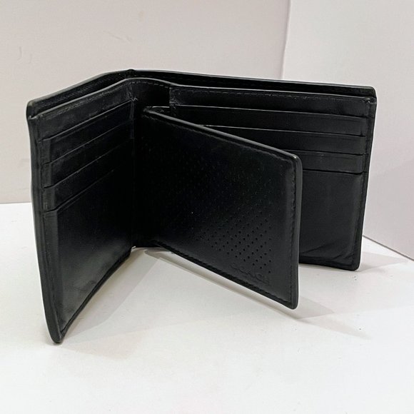 Coach New York Black Perforated Leather Bifold Wallet & Removable Compact Wallet - Picture 12 of 14
